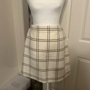 J. Crew Beige and Brown Checkered Mini Skirt
